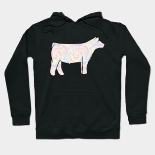 Rainbow Tie Dye Show Steer Silhouette  - NOT FOR RESALE WITHOUT PERMISSION Hoodie